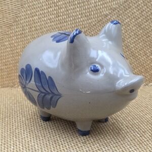 BBP‎ Salt Glazed Pottery Pig Piggy Bank Blue Beaumont Brothers Crooksville OH